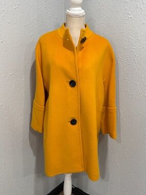 Talbots Mustard Wool-Blend Cape Coat Size 16P